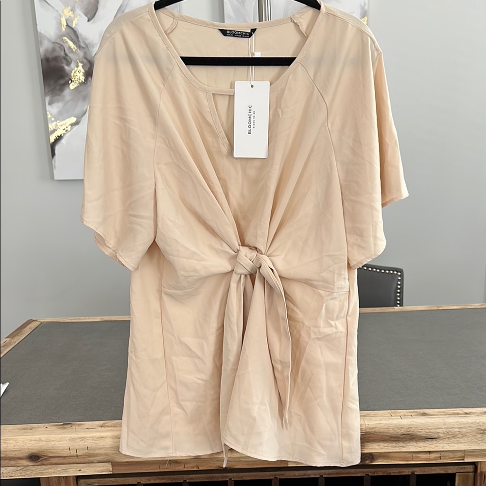 BloomChic Cream Tie-Front Relaxed Blouse